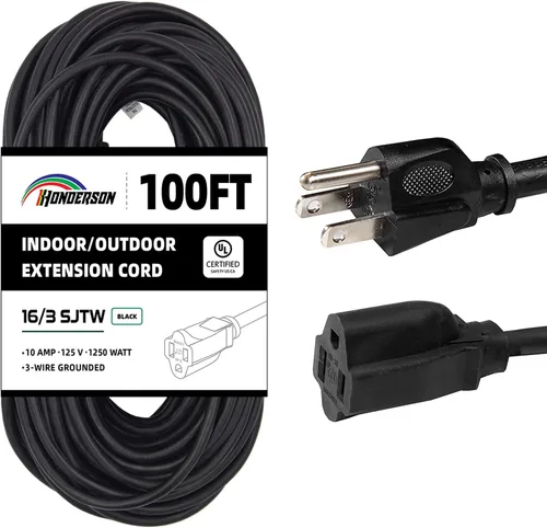 Miniatura 28 de Cable de extensión para exteriores de 10 pies, 16/3 SJTW, cable de extensión verde duradero para luces de Navidad con enchufe de tierra de 3 puntas