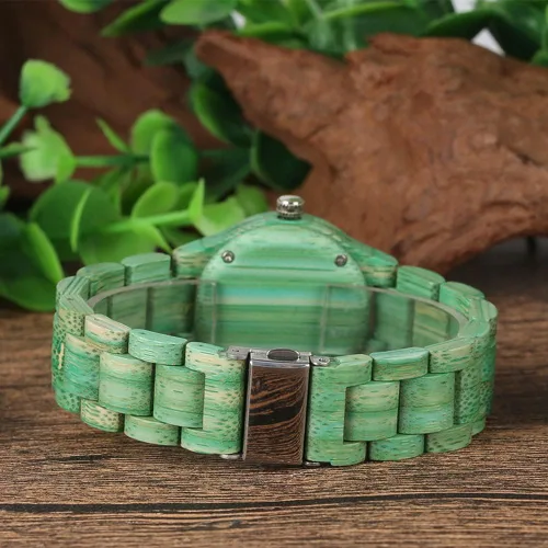 Miniatura 5 de Tiong Reloj de madera para mujer con correa de madera, diseño clásico analógico, colorido, de bambú, relojes para mujeres, parejas