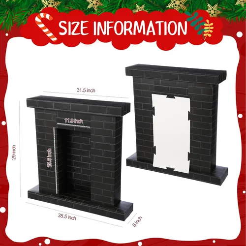 Miniatura 3 de Fullhawl Chimenea de Cartón Navideña 35.5 x 29 x 8 Pulgadas Chimenea Falsa de Ladrillo Corrugado Telón de Fondo Recorte de Cartón 3D Life Vertical