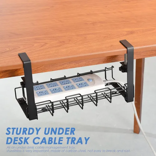 Miniatura 3 de BestAlice Bandeja de organización de cables para debajo del escritorio, bandeja retráctil de 12.8 a 21.5 pulgadas para organizar cables debajo