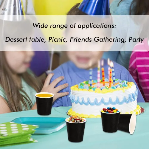 Miniatura 6 de Wuadua Paquete de 50 vasos de papel espresso negro de 3 onzas, resistentes y a prueba de fugas para fiestas, eventos, oficina, uso doméstico, vasos