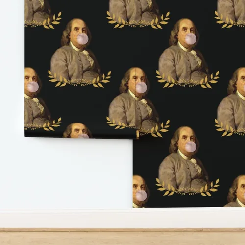 Miniatura 4 de Spoonflower Papel tapiz para despegar y pegar, papel tapiz extraíble personalizado de Benjamin Franklin Presidente Histórico Caprichoso Bubblegum