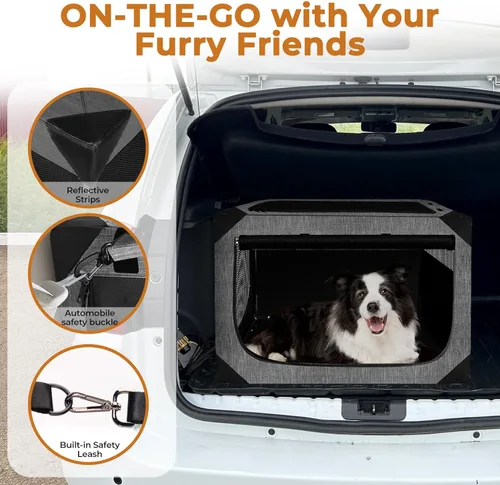 Miniatura 5 de Nottia Jaula para perros, plegable y suave para perros grandes (3 años de garantía), para interiores y exteriores, portátil, con ventana de malla a