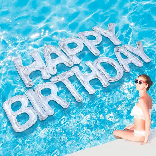 Miniatura 15 de Shappy Globos flotantes grandes de letras flotantes de 20 pulgadas con puntos adhesivos, decoraciones inflables de piscina para fiesta de cumpleaños