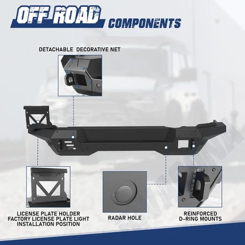 Miniatura 2 de Parachoques trasero para Ford Bronco 2/4 puertas 2021 2022 2023 2024 2025 2026 Se adapta a neumáticos de hasta 37 pulgadas Conserva sensores
