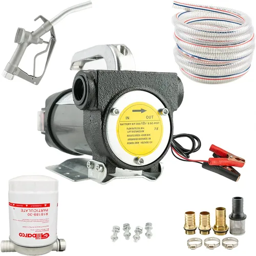 Miniatura 8 de Kit de bomba de transferencia de combustible eléctrica portátil de 12 V CC (boquilla+mangueras+filtro), para diésel, queroseno, máquina, aceite