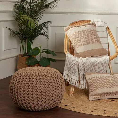 Miniatura 2 de REDEARTH · Puf otomano redondo, tejido a mano, trenzado bohemio, decoración del hogar, puf circular para sala de estar, guardería, dormitorio, sala