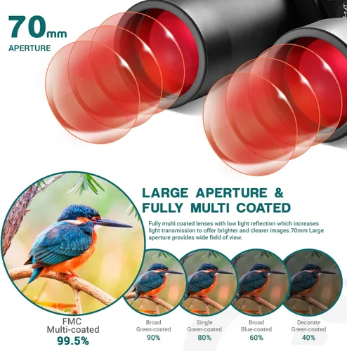 Miniatura 2 de ESSLNB Binoculares Gigantes de Astronomía 15X70 con Adaptador para Teléfono, Adaptador de Trípode y Bolsa de Transporte FMC Binoculares Impermeables