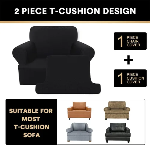 Miniatura 3 de Fundas elásticas para sofá de gama alta con fundas de cojín de asiento en T separadas, fundas de sofá jacquard de elastano, protector de muebles
