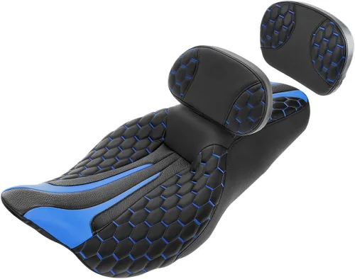 Miniatura 24 de Asiento de conductor, pasajero y piloto - SLMOTO Asiento de motocicleta de una pieza para 2 personas, compatible con Harley Touring Road King CVO