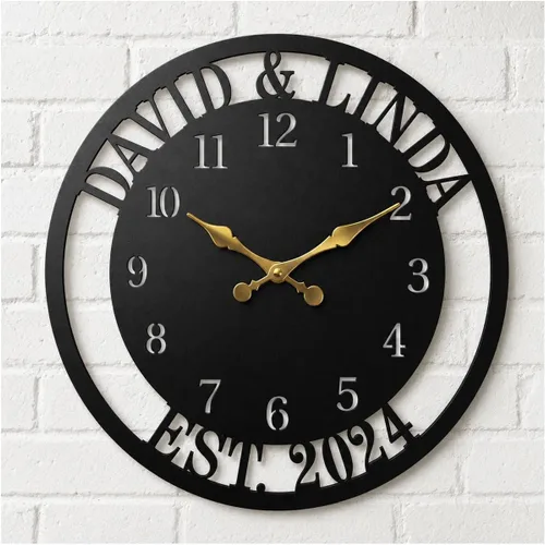 Miniatura 8 de Reloj de pared con brújula de metal personalizado con números romanos vintage, reloj de pared para inauguración de la casa, regalos de boda, regalo