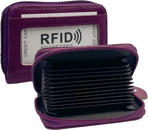 Miniatura 15 de Tarjetero RFID de bolsillo con ventana para ID, piel genuina, S, Negro