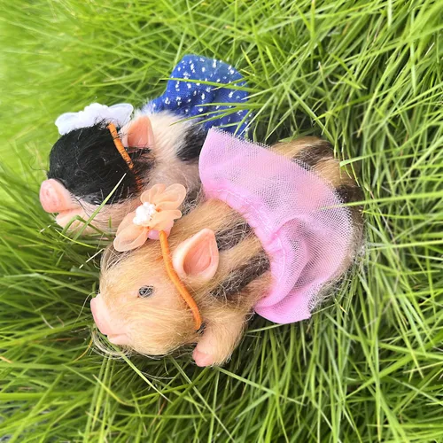 Miniatura 7 de OtardDolls Muñecas de cerdo mini realistas, muñecas de cerdito reborn de silicona completa de 5 pulgadas, cerdito recién nacido súper suave