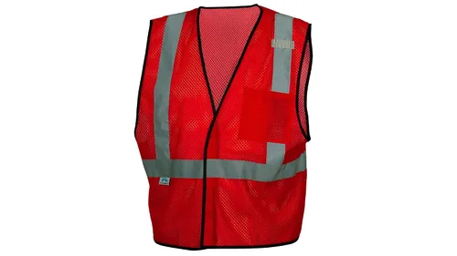 Miniatura 2 de Pyramex RV12 Series Hi-Vis - Chaleco de seguridad reflectante para el trabajo, rojo, pequeño/mediano