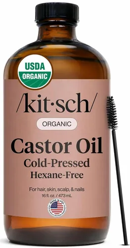 Miniatura 9 de Kitsch Aceite de Ricino Orgánico para el Crecimiento del Cabello - Aceite de Ricino 100% Puro, Prensado en Frío Orgánico Sin Refinar en Botella