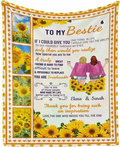Miniatura 32 de InterestPrint Manta de forro polar suave con memoria personalizada para mejor amiga, personalizada con imágenes y texto para la graduación de tu