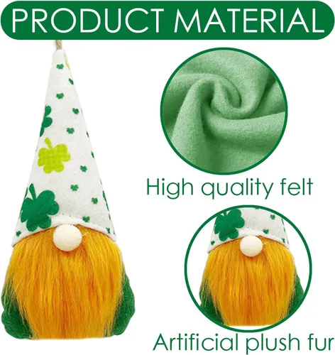 Miniatura 3 de Adornos para árbol del día de San Patricio, gnomos, decoración de árbol del día de San Patricio, adornos colgantes para relleno de felpa