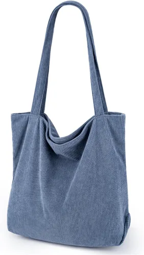 Miniatura 15 de Bolso de pana Iioscre para mujeres, bolsos hobo con cierre de cremallera, bolsos de hombro casuales de gran capacidad con bolsillos interiores