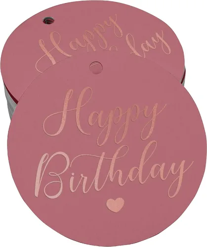 Miniatura 28 de Etiqueta de papel para colgar con texto en inglés «Happy Birthday» (50 unidades)