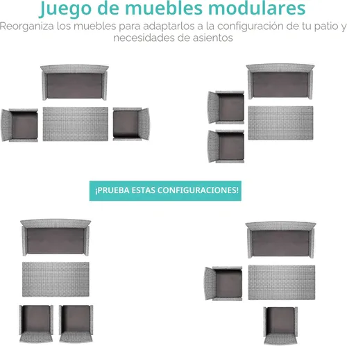 Miniatura 2 de Best Choice Products juego de muebles de mimbre para patio al aire libre, 4 piezas, para conversación en el patio trasero con mesa de café, cojines