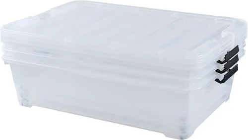 Miniatura 21 de Zopnny Contenedor organizador de plástico de 25 cuartos de galón para debajo de la cama, con tapas seguras y hebillas duraderas, transparente