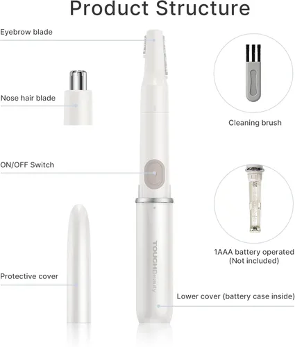 Miniatura 9 de TOUCHBeauty Recortador de pelo de cara, cejas, nariz y orejas, removedor de pelo todo en uno para mujeres y hombres, afeitadora de doble hoja