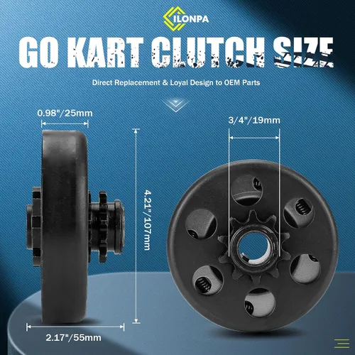 Miniatura 2 de Embrague centrífugo Go Kart de 3/4" de diámetro 10 dientes para cadena #40/41/420 se adapta a motores pequeños de 2-6.5HP para Predator 212cc