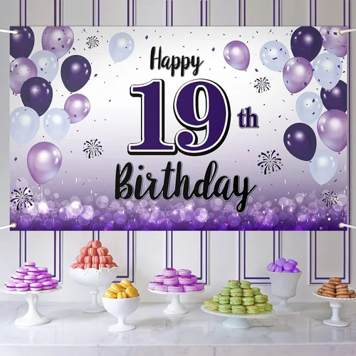 Miniatura 19 de Decoraciones de feliz cumpleaños 30, cartel grande de globo morado de 30 cumpleaños, suministros para fiesta de cumpleaños de 30 años. 30 (EE. UU.)