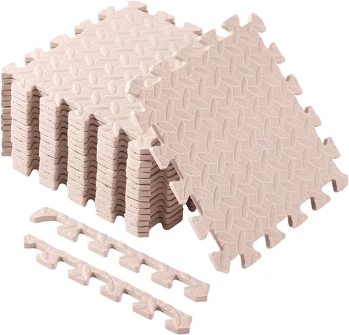 Shihanee Tapetes de espuma para el suelo, tapetes de juego a granel con bordes entrelazados para dormitorio, gimnasio, guardería (11.8 x 11.8 Beige