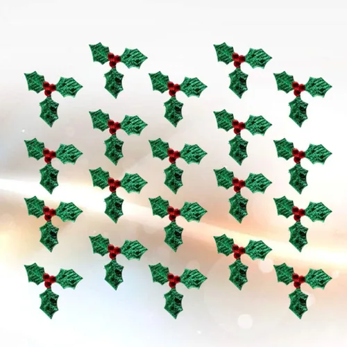 Miniatura 9 de EXCEART 100 piezas de bayas de acebo artificiales con hojas verdes de Navidad, ramas de baya de acebo, accesorios de decoración para bricolaje