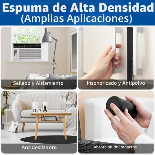 Miniatura 6 de Kikerike Cinta de espuma autoadhesiva de 1/2 pulgadas x 1/4 pulgadas x 16.5 pies, tiras aislantes de espuma de alta densidad sellan burlete