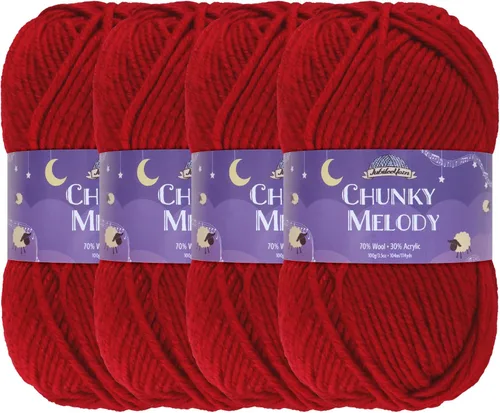 Miniatura 58 de JubileeYarn Chunky Melody - Hilo para tejer 100g/madeja, mezcla de lana gruesa, color maíz naranja - 2 madejas 15 Maíz Naranja