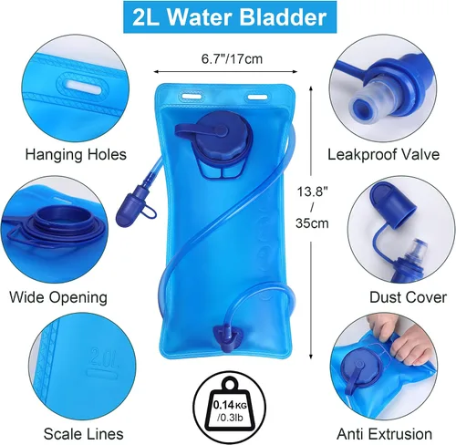 Miniatura 2 de Mochila de hidratación ligera con bolsa de agua de 2 L para hombres y mujeres, pequeñas mochilas de agua para correr, chaleco para senderismo