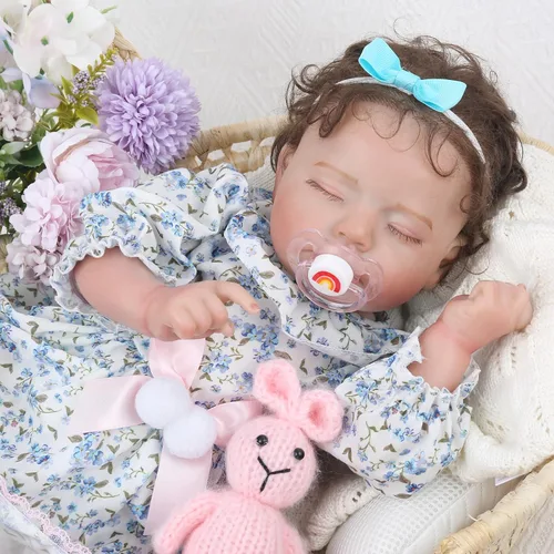 Miniatura 11 de Muñecas Reborn – Muñeca de bebé recién nacida realista de 20 pulgadas, cuerpo de tela hecha a mano, con peso suave, juego de regalo pintado avanzado