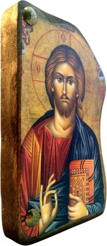 Miniatura 2 de Monte Athos ortodoxo griego de madera hecho a mano icono de Jesucristo / Mp4_1