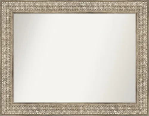 Miniatura 200 de Amanti Art Espejo de baño plateado para sobre fregadero, 26 x 26 pulgadas, espejo cuadrado de níquel pulido, marco de madera tradicional mediano, se