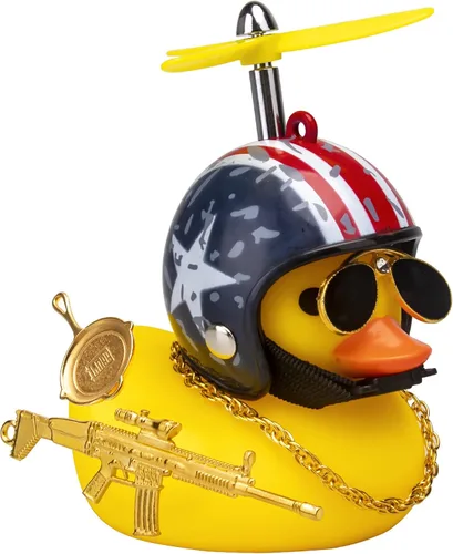 Miniatura 10 de wonuu Adornos de pato de goma para automóvil, pato amarillo fresco, decoraciones de tablero de automóvil, gafas chirriantes de pato con casco de Y