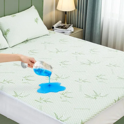 Protector de colchón impermeable, 15% viscosa de bambú, funda de enfriamiento para personas que duermen con calor, tela de aire 3D, transpirable,