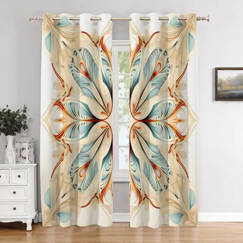 Miniatura 170 de Cortinas opacas de poliéster multicapa para cafetería, con diseño de diamantes, 2 unidades, 26 x 24 pulgadas