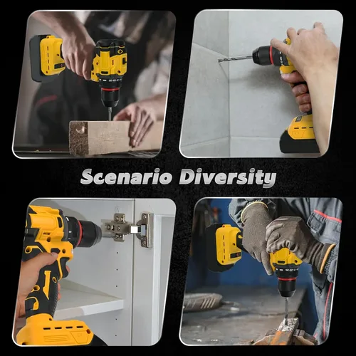 Miniatura 6 de Taladro inalámbrico, taladro eléctrico para batería Dewalt de 20 V, destornillador sin escobillas con 2 velocidades variables, par de torsión 25+1