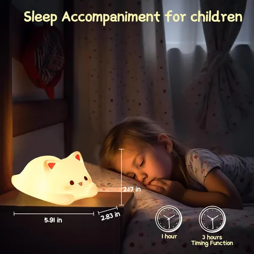 Miniatura 5 de ZKLiLi Luz nocturna para niños, lámpara de gato de 16 colores, linda lámpara, luces nocturnas regulables para bebé para guardería, luz nocturna