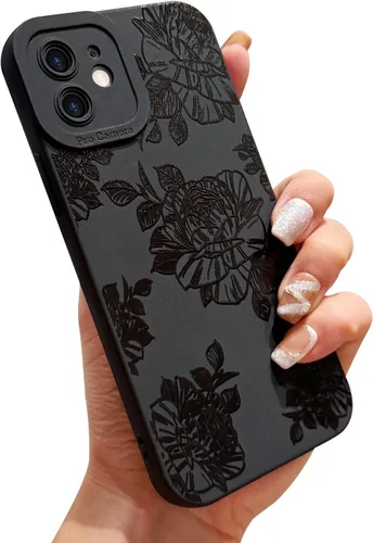 Miniatura 22 de LAPOPNUT Funda negra para iPhone 13 Pro Max, Funda de silicona suave con diseño de patrón de labios lindo para mujeres y niñas, Funda protectora a