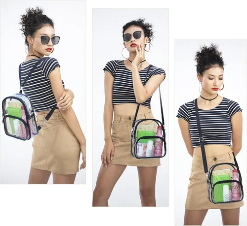 Miniatura 2 de COVAX Mini mochila transparente, aprobada para estadios, mochila transparente para mujer, para el trabajo, viajes de seguridad, conciertos y eventos