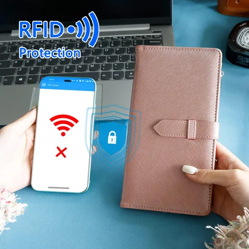 Miniatura 3 de Sbrinnaliao Cartera de viaje con bloqueo RFID multiuso para pasaporte, Rosado, Classic