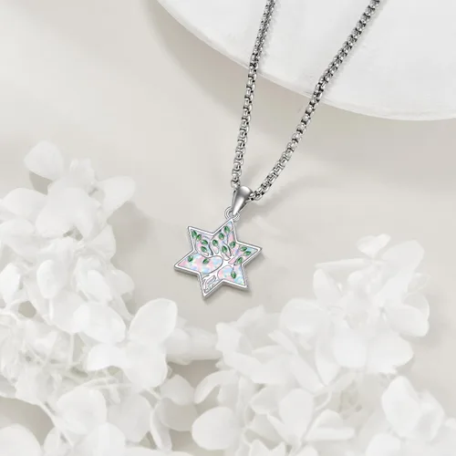 Miniatura 94 de ONEFINITY Collar de plata de ley 925 con diseño de árbol de la vida con colgante de nudo celta de concha de abulón para mujer