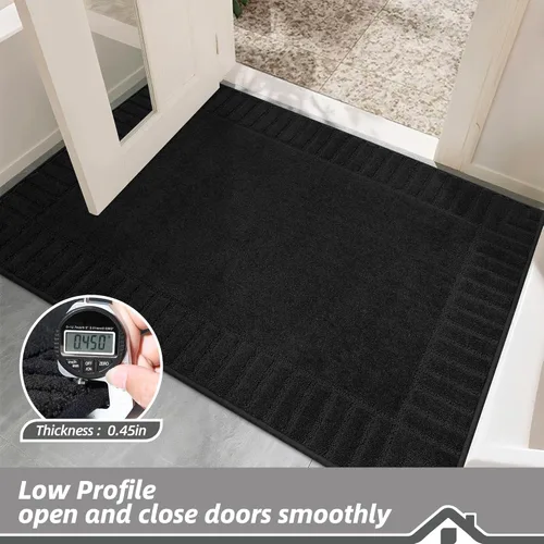 Miniatura 6 de BEQHAUSE Alfombra Antideslizante para Puerta Principal Alfombra Lavable de Bajo Perfil para Entrada Alfombras para Puerta Principal Trampa para Negro