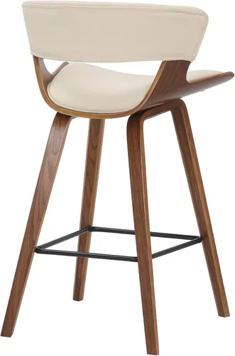 Miniatura 5 de Armen Living Jagger Modern Taburete de bar de 26 pulgadas de altura de mostrador con piel sintética crema y reposapiés recubierto de polvo negro