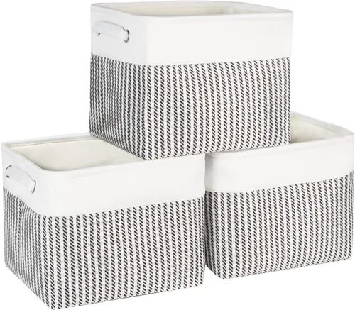 Miniatura 7 de Contenedores plegables de almacenamiento, canastas de tela plegables en forma de cubo con asas duraderas, organizadores de armario para organizar