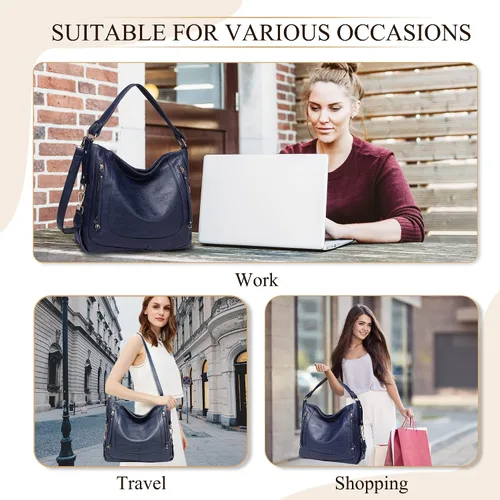 Miniatura 6 de Kasqo - Bolsas de piel grandes para mujer, con correa desmontable