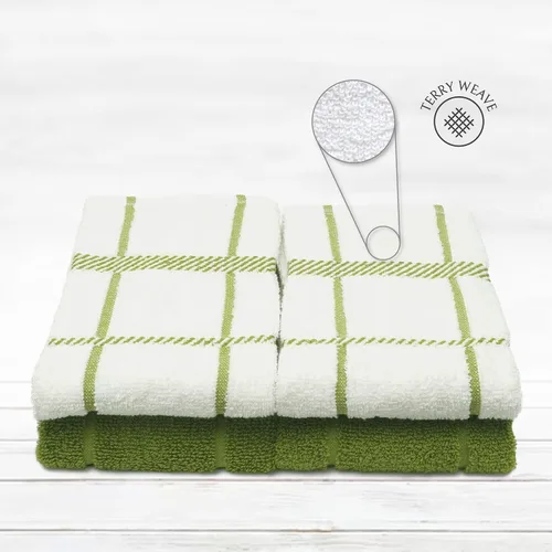 Miniatura 3 de Toallas de cocina de rizo 100% algodón, paquete de 4 unidades de 16 x 26 pulgadas, toallas de cocina súper suaves y absorbentes, perfectas para Verde